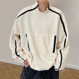 Contrast Trim Waffle Sweatshirt