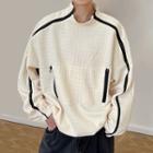 Contrast Trim Waffle Sweatshirt