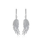 Fashion And Elegant Feather Earrings With Cubic Zirconia Silver - One Size