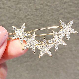 Star Rhinestone Hair Clip Ly243 - Silver - One Size