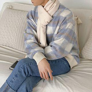 Plaid Crew-neck Pullover
