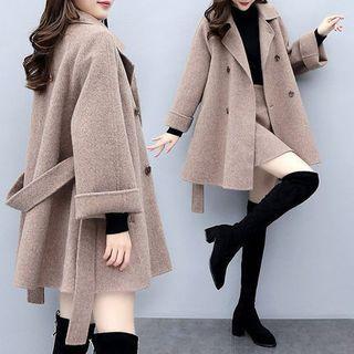 Set: Plain Coat + Mini A-line Skirt