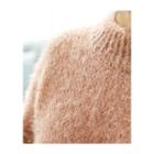 Mock-neck Drop-shoulder Furry Sweater
