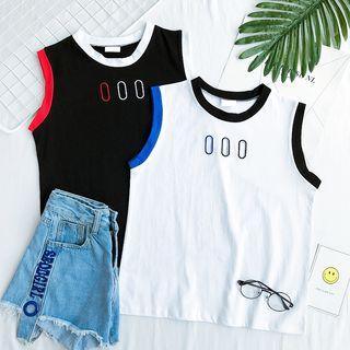 Cutout Color-block Tank Top