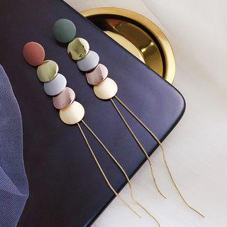 Metal Disc Metal Fringe Dangle Earring 1 Pair - As Shown In Figure - One Size