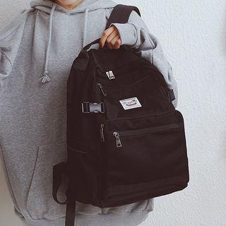 Snap Buckled Mesh Panel Backpack