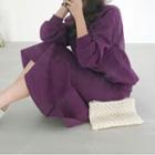 Set: Brushed Fleece Sweatshirt + Ruffle-hem Long Skirt