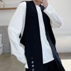 Plain Asymmetrical Hem Vest Black - One Size