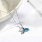 925 Sterling Silver Glaze Whale Tail Pendant Necklace Silver - One Size