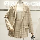 Set: Check Blazer + A-line Skirt
