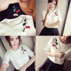 Short-sleeve Cheery Embroidery T-shirt