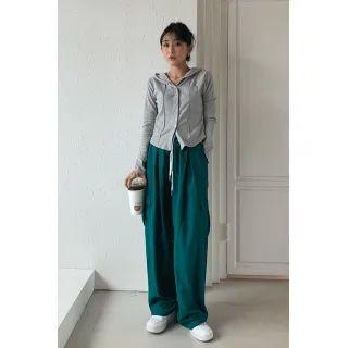 Pintuck Snap-button Slim Hoodie