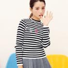 Lettering Striped Knit Pullover