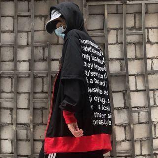 Lettering Back Panel Hooded Zip Sweatshirt