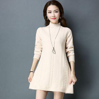 Mock Neck Cable-knit Tunic