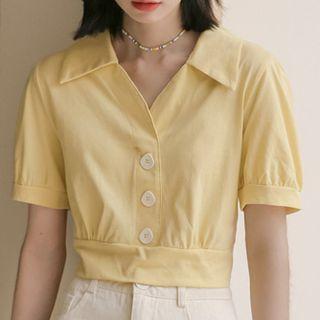 Puff-sleeve Bow-back Polo Shirt
