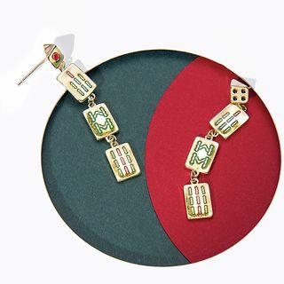 Mahjong Drop Earring 1 Pair - Gold - One Size