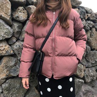 Plain Loose-fit Bomber Jacket