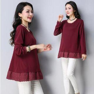 Lace Hem Long Sleeve T-shirt