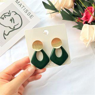 Alloy & Wooden Dangle Earring 1 Pair - Alloy & Wooden S925 Sterling Silver Pin Stud Earring - One Size