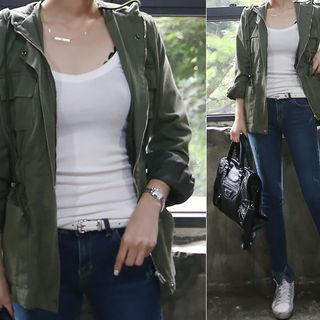 Hooded Zipped Military Jacket