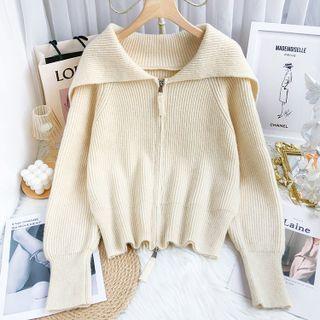 Sailor Collar Zip Cardigan