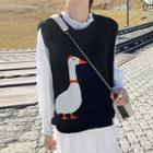 Duck Print Knit Vest Black - One Size