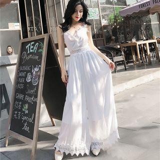 Perforated Spaghetti Strap Maxi Dress