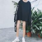 Long-sleeve Lettering Strap T-shirt