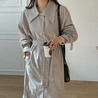 Raglan Long Mac Coat With Belt