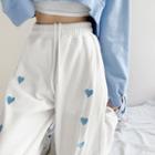 Heart-print Drawstring Loose Sweatpants