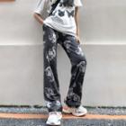 Dragon Print Straight-cut Pants