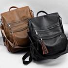 Multi-way Faux Leather Tasseled Backpack