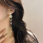 Faux Pearl Rhinestone Asymmetrical Dangle Earring 1 Pair - Stud Earring - Asymmetrical - Gold - One Size