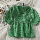 Slim-fit Peter Pan-collar Floral Blouse