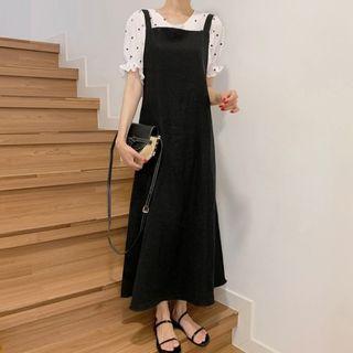 Set: Short-sleeve Shirt + Midi Jumper Dress