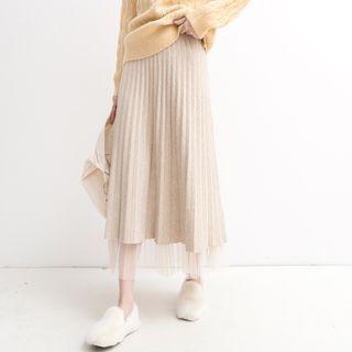 Reversible Midi Knit Skirt Light Brown - One Size