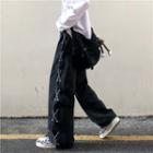 Straight Cut Lace-up Jeans