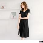 Short Sleeve V-neck Gather Waist Dress