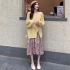 Side Slit Sweater / Floral Spaghetti Strap Dress