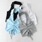 Sleeveless Drawstring Polo Shirt