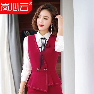 Buttoned Vest / Mini Pencil Skirt / Slim-fit Dress Pants / Set