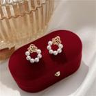Faux Pearl Rose Alloy Earring 1 Pair - Faux Pearl Rose Alloy Earring - Gold - One Size