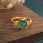 Faux Gemstone Bead Alloy Open Ring Green - One Size