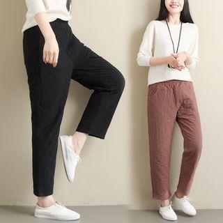 Quilted Straight-cut Cropped Pants