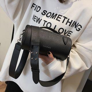 Lettering Color Block Cylinder Crossbody Bag
