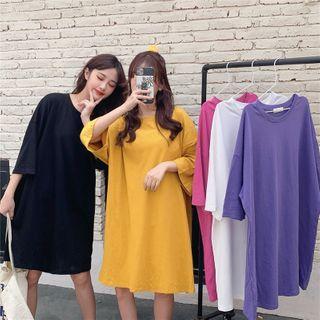 Long-sleeve Loose Fit Plain Long T-shirt