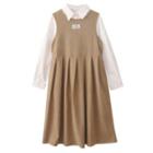 Plain Shirt / Applique Midi Overall Dress / Set