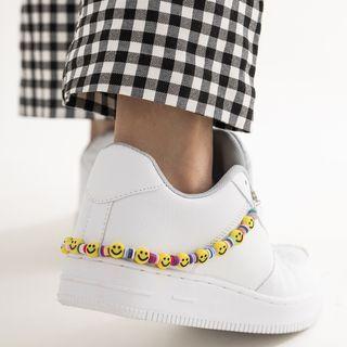 Smiley Bead Shoe Charms Chain Silver - One Size