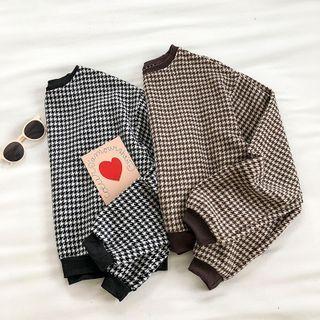 Houndstooth Crewneck Long-sleeve Sweater